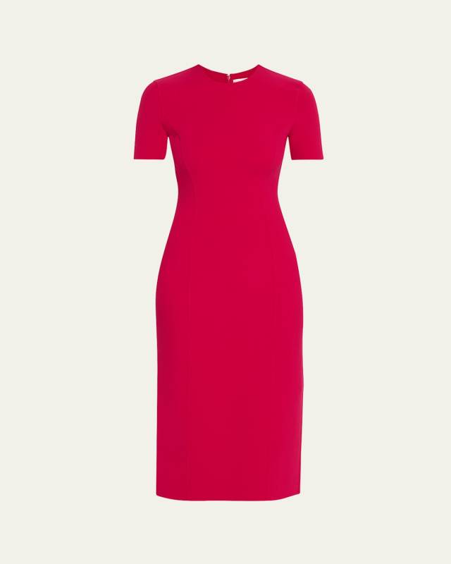 Short-Sleeve Midi Sheath Dress